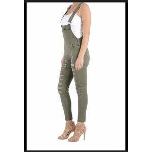 American Bazi Women's Solid Ripped Romper Jumpsuits Skinny Overalls Size Large